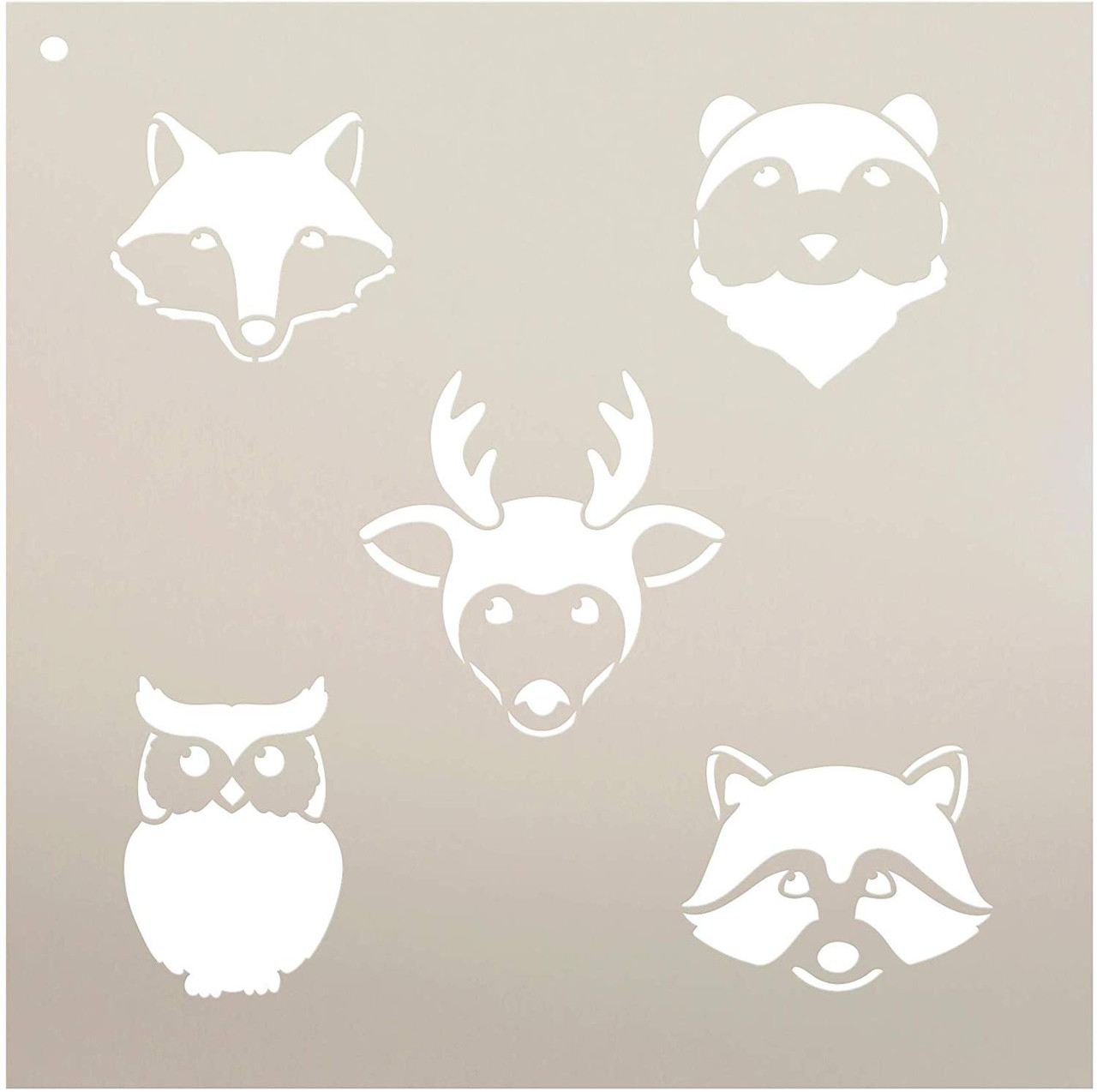 Woodland Animal Faces Stencil by StudioR12 | DIY Nursery | Nature Decor | Animal | Craft Home Decor | Reusable Mylar Template | Paint Wood Sign - Select Size