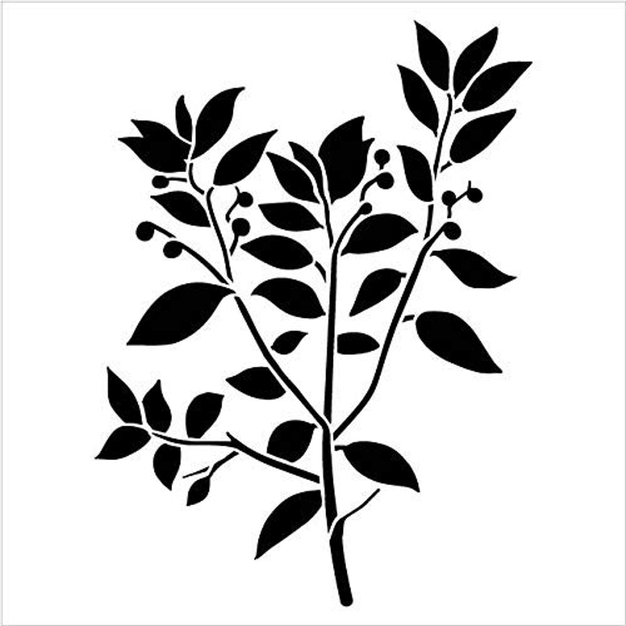 Leaf & Berry Sprig Stencil by StudioR12 | Simple Nature Floral Vine Gift | DIY Rustic Plant Home Decor Craft Farmhouse Laurel Porch | Reusable Mylar Template Paint Wood Sign | Select Size