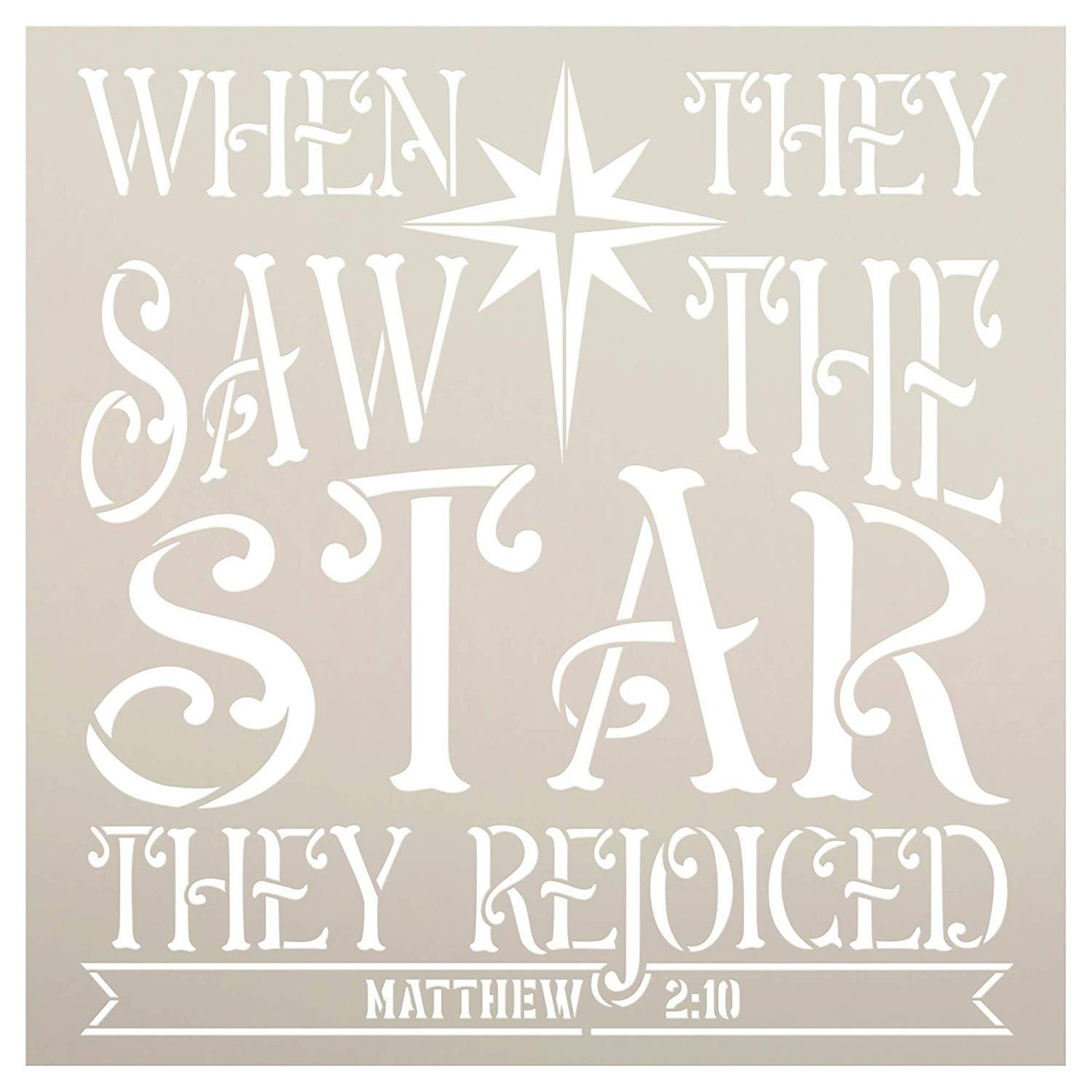 They Rejoiced Matthew 2:10 Stencil with Star StudioR12 | Christian Faith Bible Verse | DIY Vintage Christmas Holiday Home Decor | Craft & Paint Wood Sign | Reusable Mylar | Select Size