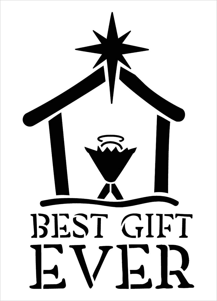 Best Gift Ever Stencil with Manger & Star StudioR12 | Christian Faith Word Art | DIY Christmas Holiday Home Decor | Craft & Paint Wood Signs | Reusable Mylar Template | Select Size