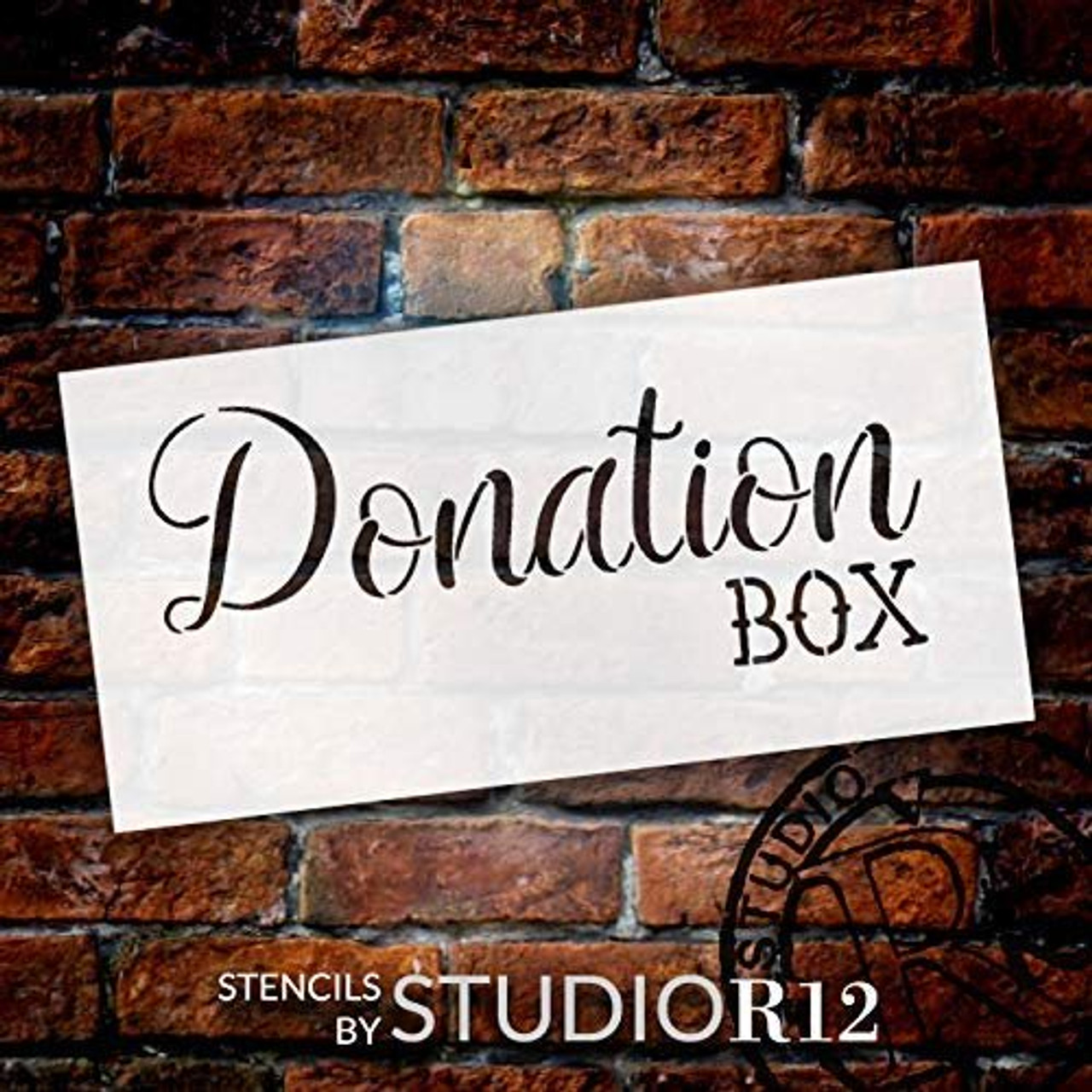 Donation Box Stencil by StudioR12 | DIY for Charity Fundraiser | Church or School Group Service Project | Craft & Paint Wood Signs | Reusable Mylar Template | Select Size