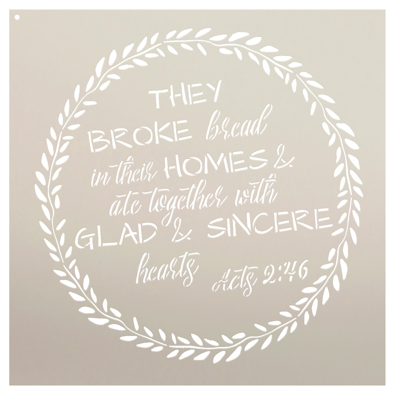 Glad & Sincere Hearts - Acts 2:46 Stencil by StudioR12 | Reusable Mylar Template | Use to Paint Wood Signs - Pillows - DIY Scripture Decor - Select Size