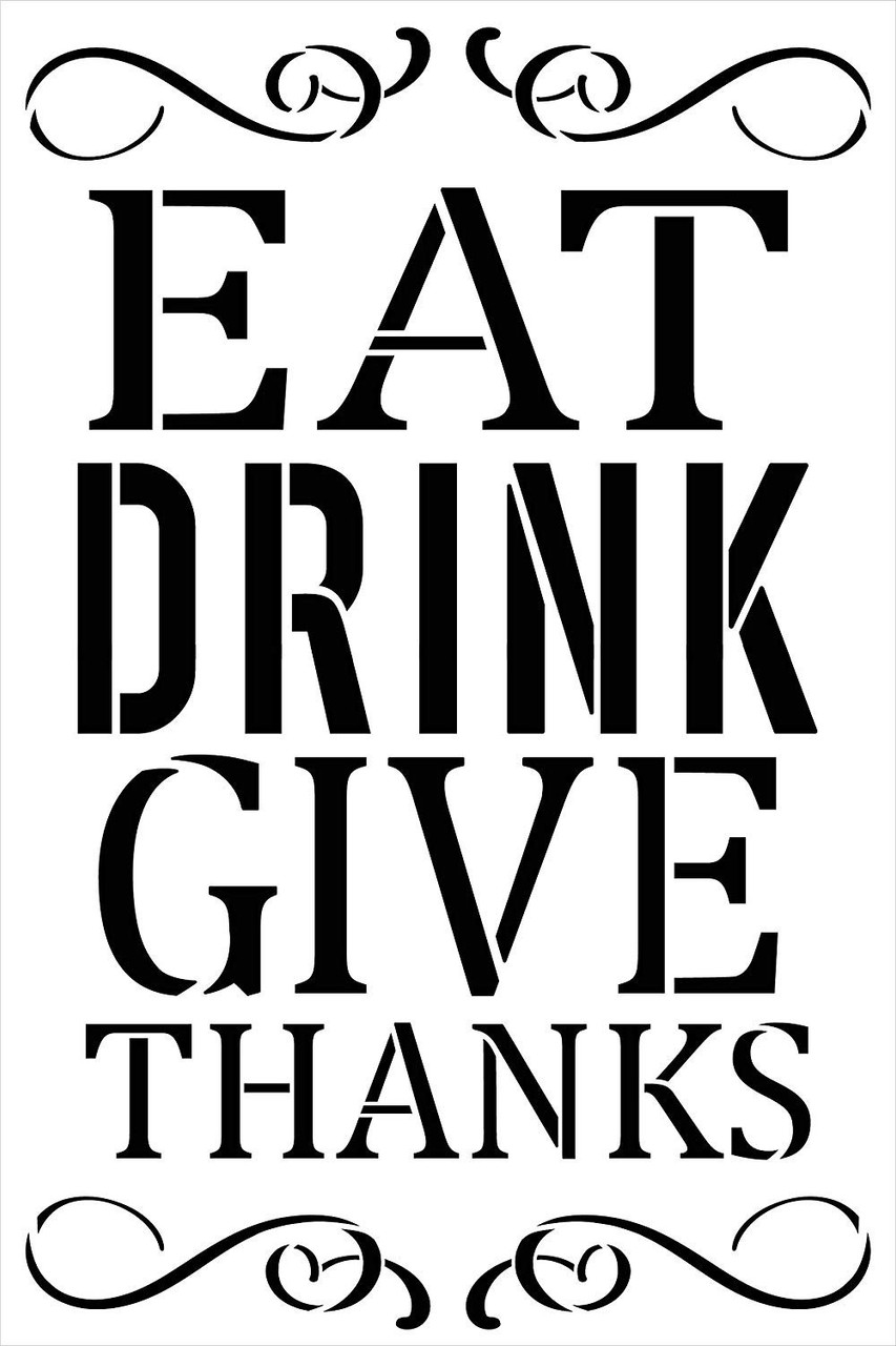 Eat Drink Give Thanks Jumbo 2-Part Stencil by StudioR12 | DIY Thanksgiving Word Art & Fall Home Decor | Craft & Paint Autumn Oversize Wood Sign | Reusable Mylar Template | Extra Large | 24 x 36 inch