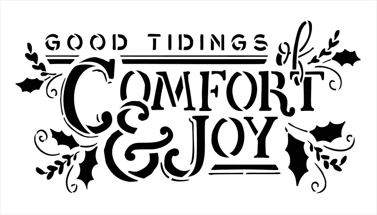 Tidings of Comfort & Joy Jumbo 3-Part Stencil with Holly by StudioR12 | DIY Christmas Word Art Home Decor | Paint Oversize Holiday Wood Signs | Reusable Mylar Template | Extra Large | 42 x 24 inch