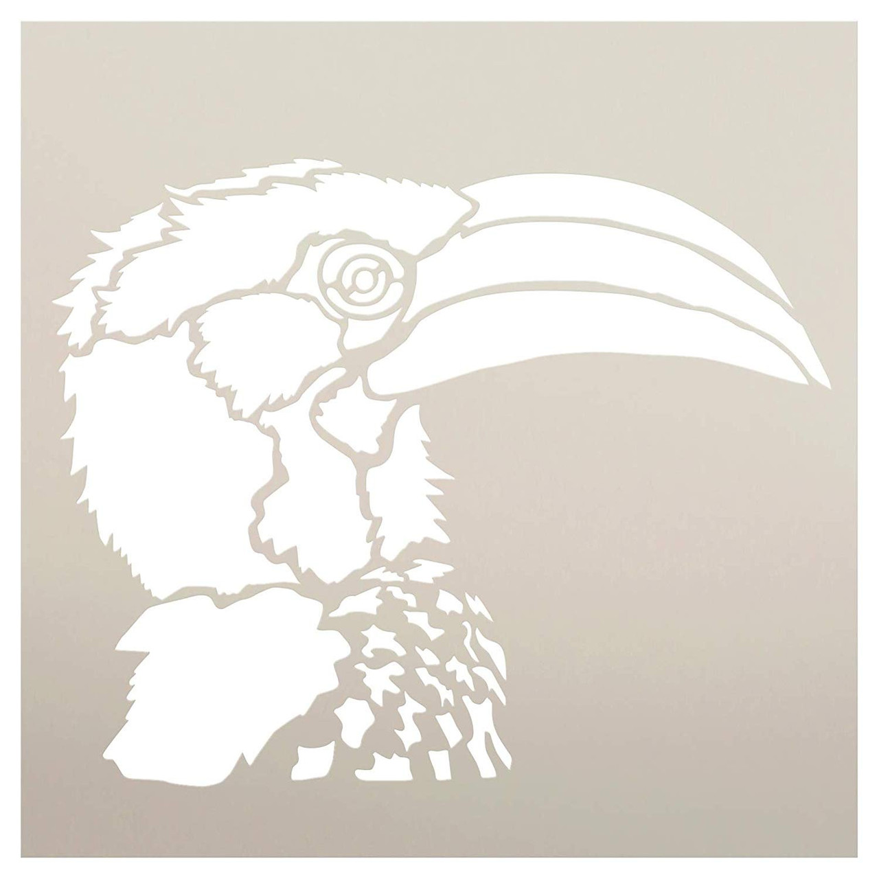 Hornbill Portrait Stencil by StudioR12 | Zoo Animals | Nature DIY Bird Kids Family Gift | Craft School Home Decor | Activity Nursery Play Room | Reusable Mylar Template | Paint Wood Sign (15" x 15")