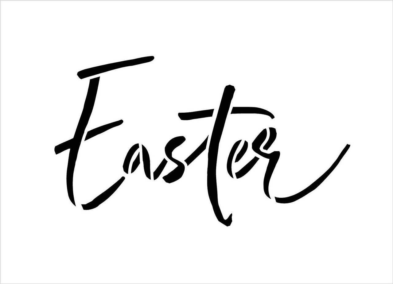 Easter Script Stencil by StudioR12 | DIY Christian Spring Home Decor | Rustic Handwritten Word Art | Craft & Paint Farmhouse Wood Signs | Reusable Mylar Template | Select Size