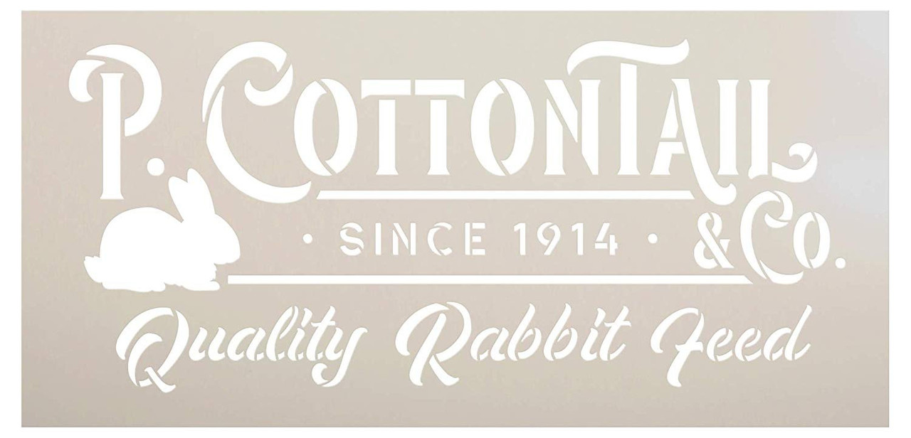 P. Cottontail Rabbit Co. Stencil by StudioR12 | DIY Fun Spring Easter Bunny Home Decor | Quality Feed | Craft & Paint Farmhouse Wood Signs | Reusable Mylar Template | Select Size