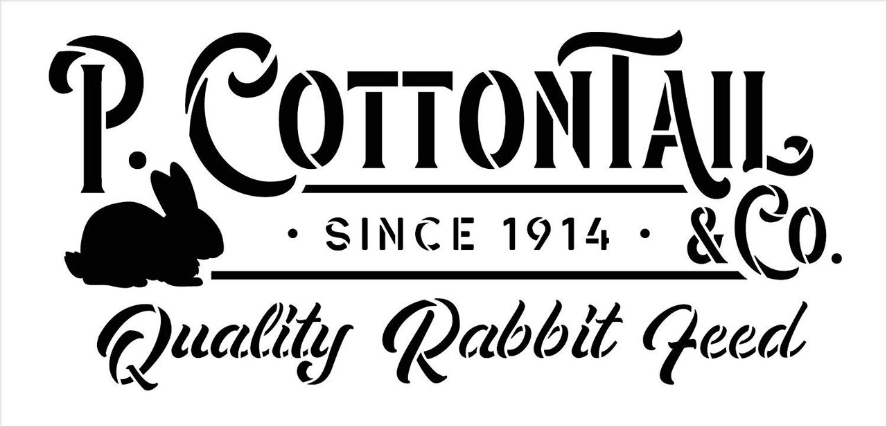 P. Cottontail Rabbit Co. Stencil by StudioR12 | DIY Fun Spring Easter Bunny Home Decor | Quality Feed | Craft & Paint Farmhouse Wood Signs | Reusable Mylar Template | Select Size