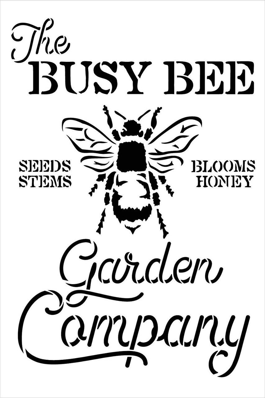 Busy Bee Garden Company Stencil by StudioR12 | DIY Spring Farmhouse Kitchen Home Decor | Seeds, Stems, Blooms, Honey | Craft & Paint Wood Signs | Reusable Mylar Template | Select Size