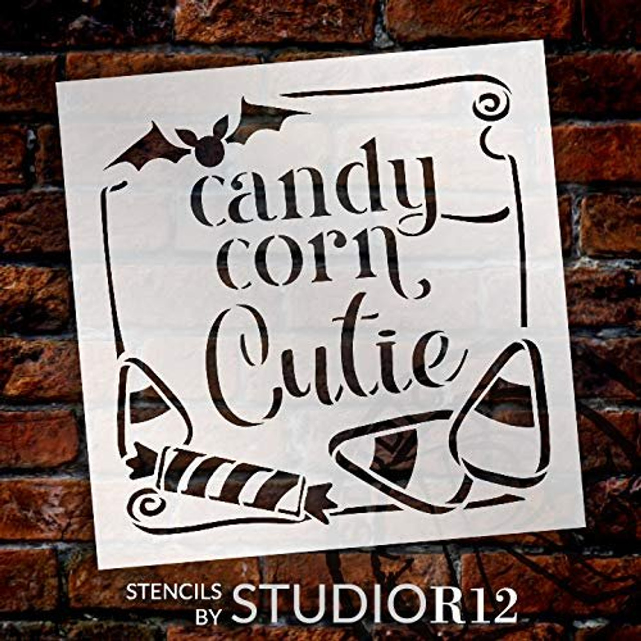 Candy Corn Cutie Stencil by StudioR12 | DIY Trick or Treat & Halloween Bat Home Decor | Craft & Paint | Reusable Template | Select Size