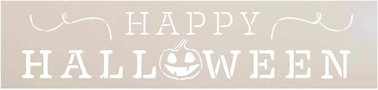 Happy Halloween Jack-O-Lantern Stencil by StudioR12 | DIY Fall Pumpkin Home Decor | Craft & Paint | Reusable Template