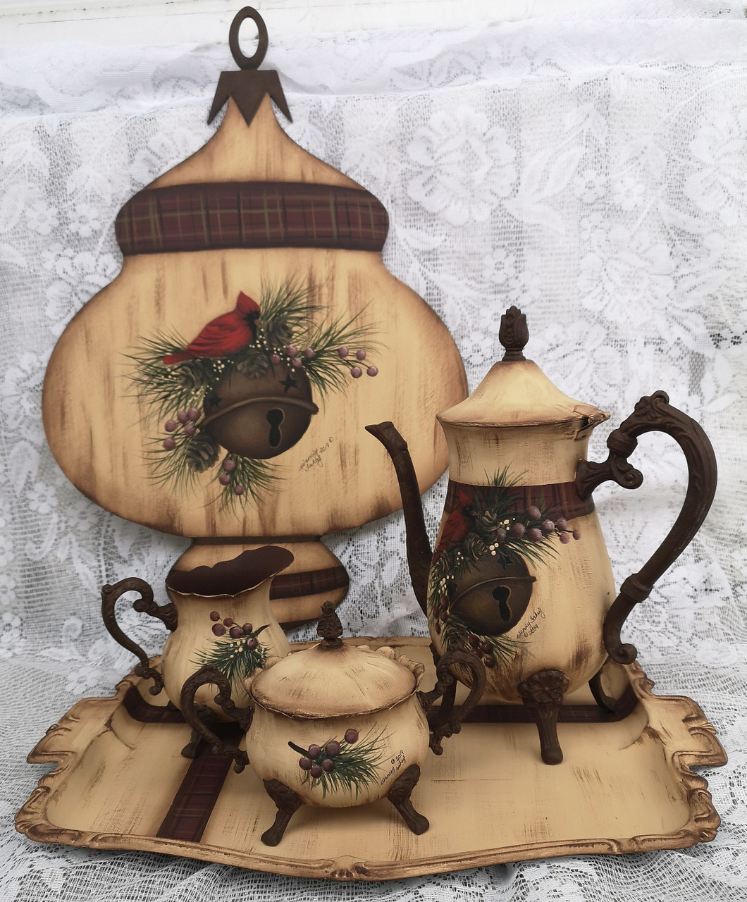 Jingle Bell - Tea Pot, Wall Ornament and Pail - E-Packet - Wendy Fahey