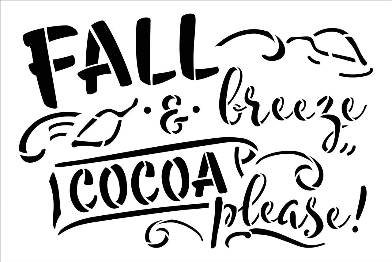 Fall Breeze & Cocoa Please Stencil with Leaves by StudioR12 | DIY Autumn Home Decor | Paint Wood Sign | Reusable Template | Select Size