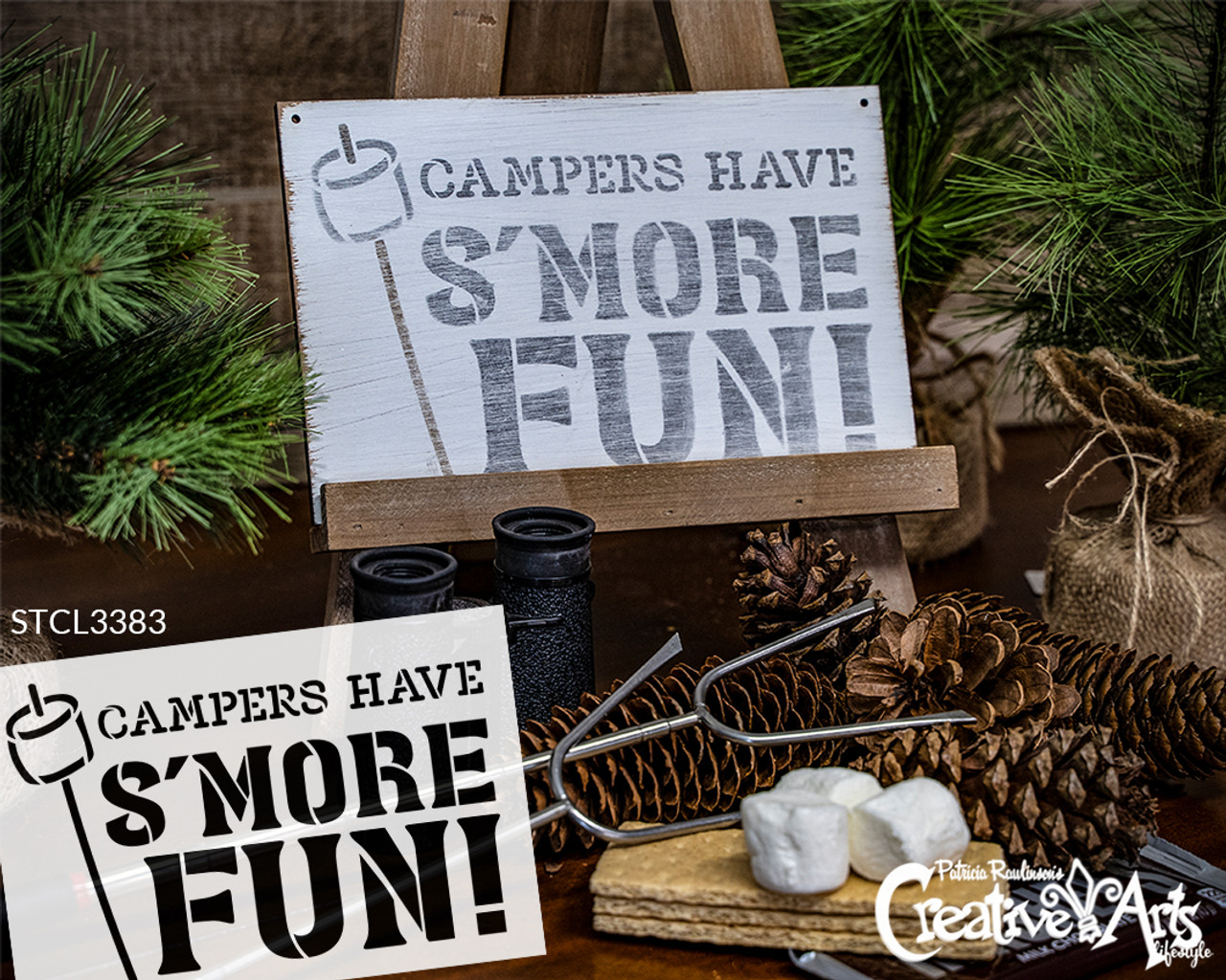 Campers Have S'More Fun Stencil with Marshmallow by StudioR12 | DIY Summer Camping Home Decor | Outdoor Adventure Word Art | Paint Wood Signs | Reusable Mylar Template | Select Size