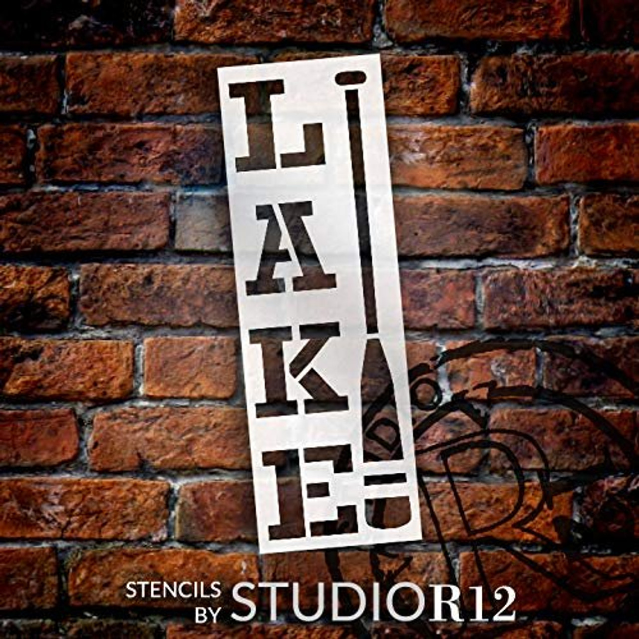 Vertical Lake Stencil with Oar by StudioR12 | DIY Country Rustic Home & Cabin Decor | Camping Adventure Word Art | Craft & Paint Wood Sign | Reusable Mylar Template | Select Size