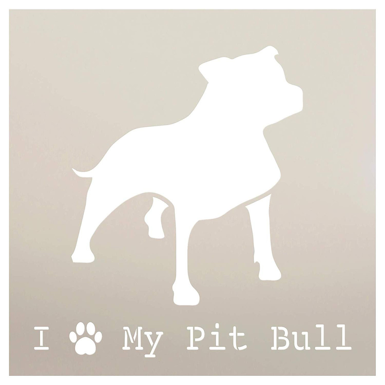 I Heart My Pit Bull with Paw Print Stencil by StudioR12 | Reusable Mylar Template | Paint Wood Sign | Craft Dog Breed Lover Gift - Family - Friends | DIY Pet Home Decor | Select Size