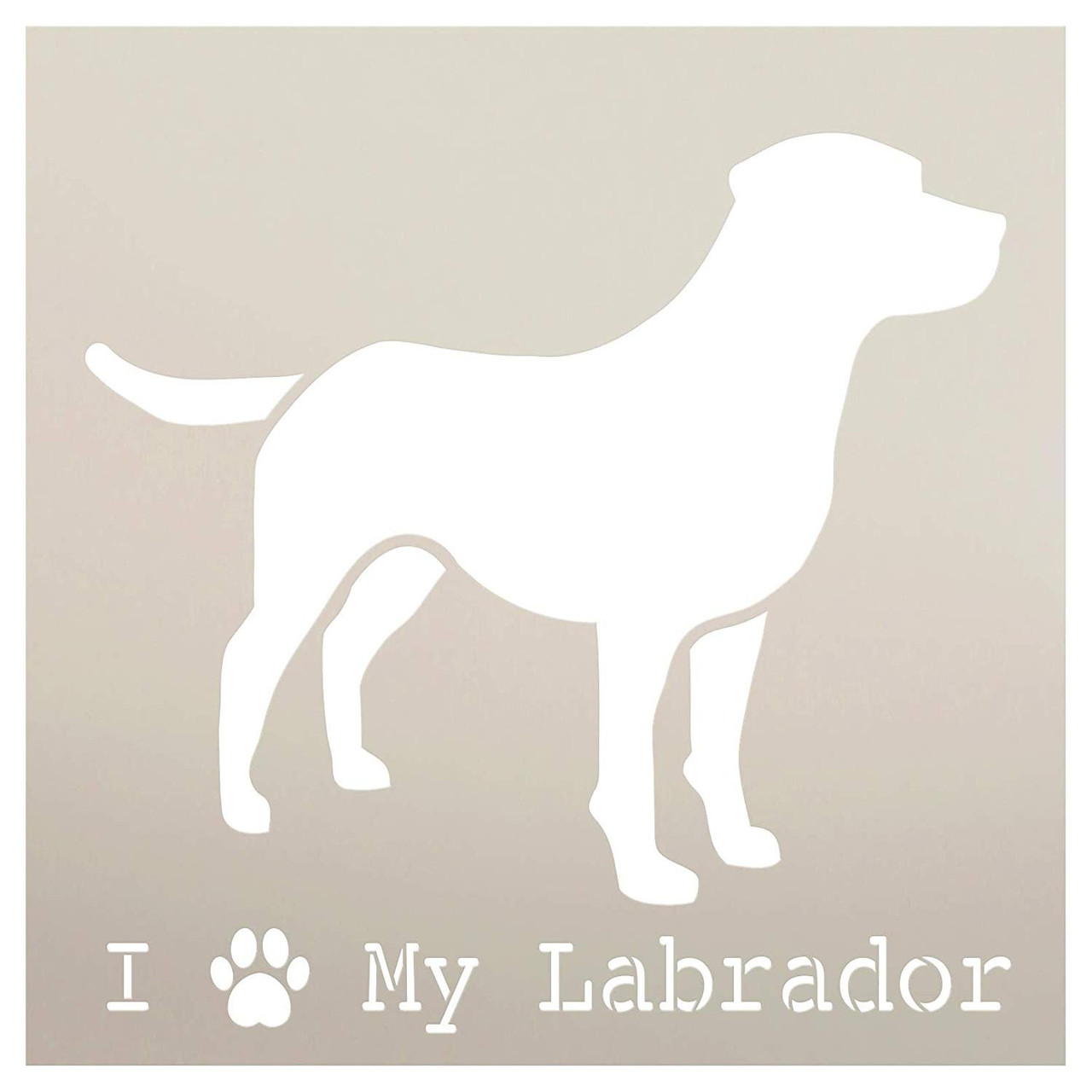 I Heart My Labrador with Paw Print Stencil by StudioR12 | Reusable Mylar Template | Paint Wood Sign | Craft Dog Lover Gift - Family - Friends | DIY Pet Home Decor | Select Size