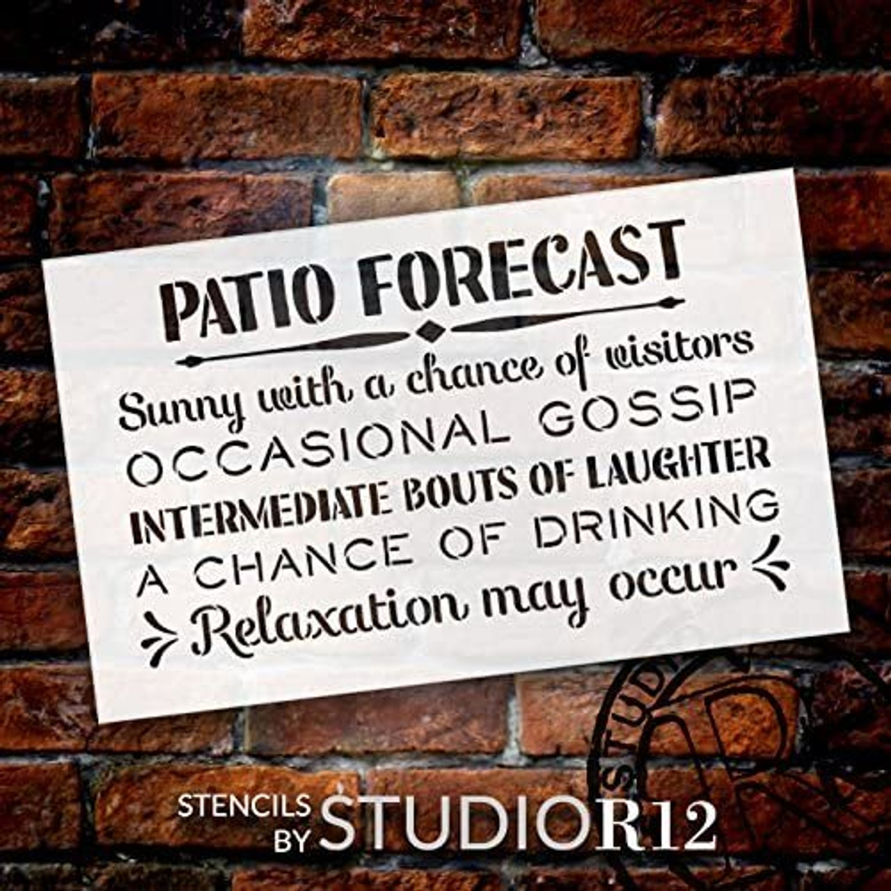 Patio Forecast - Sunny with a Chance of Visitors Stencil by StudioR12 | Reusable Mylar Template | Use to Paint Wood Signs - Front Door - Entry - Porch - DIY Summer Decor - Select Size