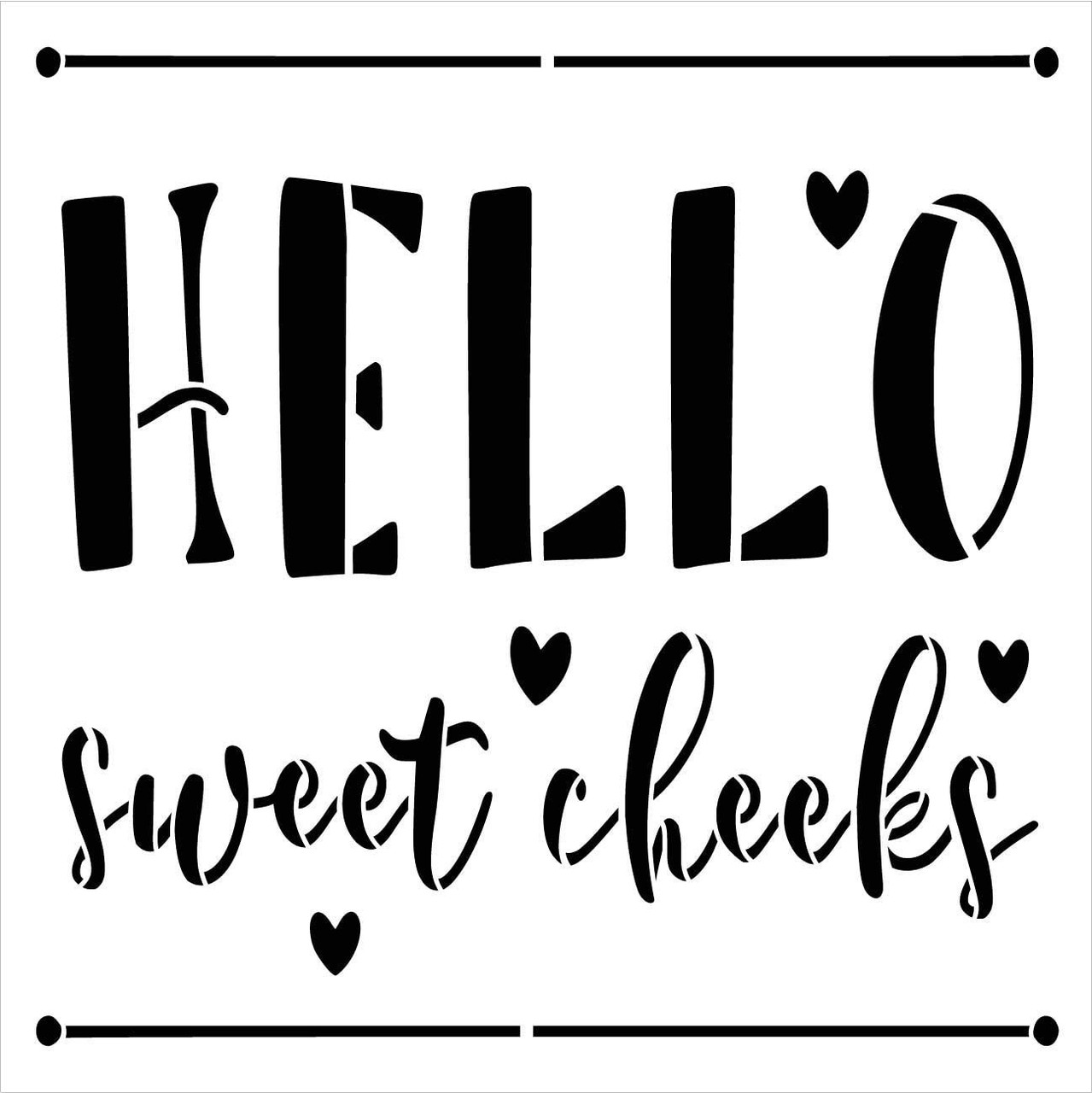 Hello Sweet Cheeks Stencil by StudioR12 | DIY Porch Welcome Home Decor | Craft & Paint Wood Sign | Reusable Mylar Template | Cursive Script Heart Gift | Select Size