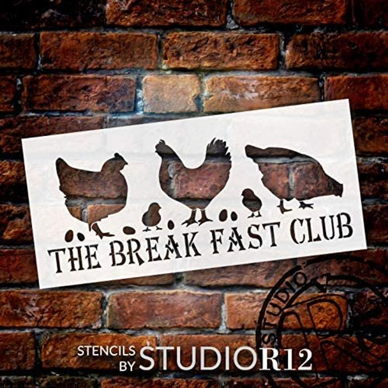 Breakfast Club Chicken Stencil by StudioR12 | DIY Farmhouse Home Decor | Craft & Paint Wood Sign | Reusable Mylar Template | Funny Barn Animal Coop Gift | Select Size