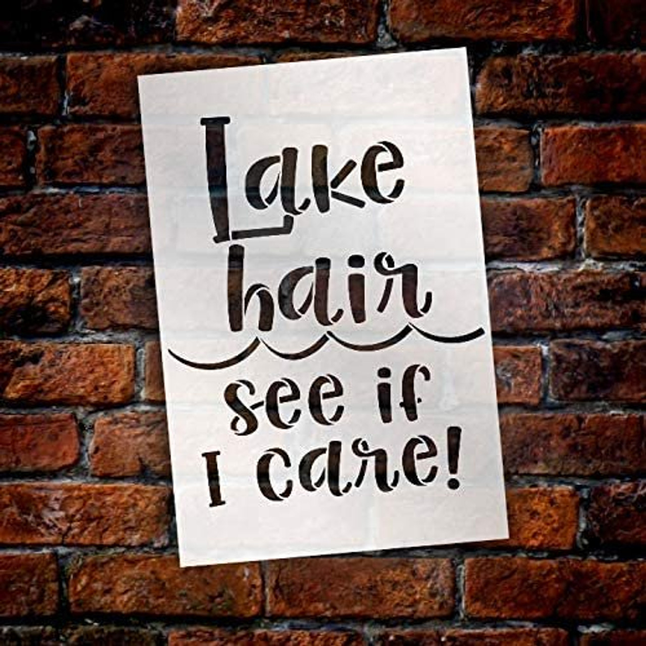 Lake Hair See if I Care Stencil by StudioR12 | DIY Funny Swimming Home Decor | Craft & Paint Wood Sign | Reusable Mylar Template | Cursive Script Adventure Gift | Select Size