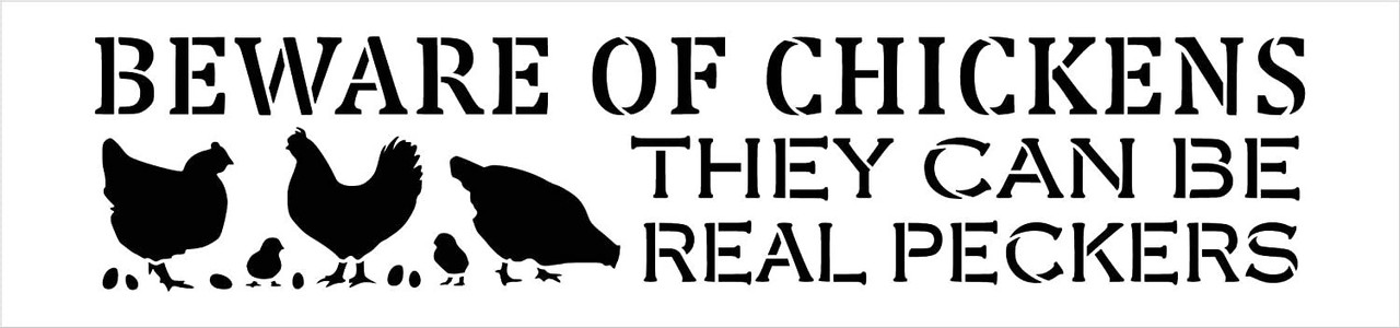 Beware Chickens - Real Peckers Stencil by StudioR12 | DIY Funny Farmhouse Home Decor | Craft & Paint Wood Sign | Reusable Mylar Template | Barn Coop Porch Gift | Select Size