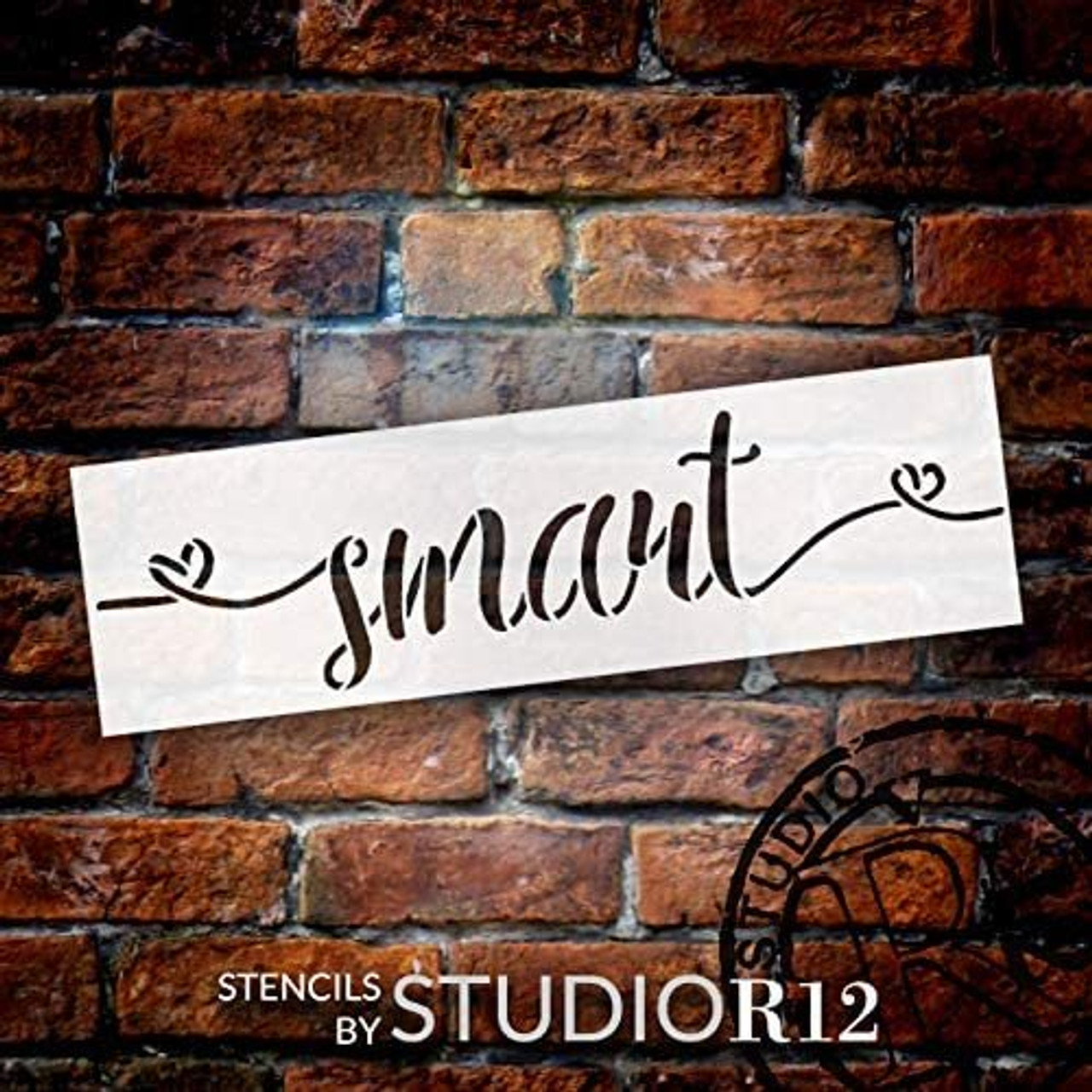 Smart Stencil by StudioR12 | DIY Dainty Inspirational Family Home Decor | Craft & Paint Wood Sign | Reusable Mylar Template | Cursive Script Love Heart Gift | Select Size