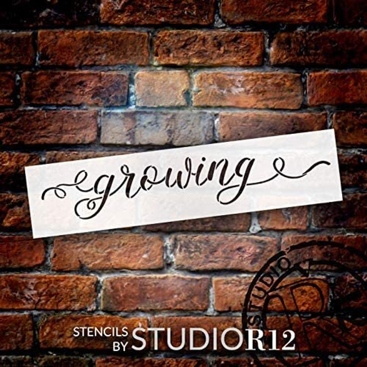 Growing Stencil by StudioR12 | DIY Inspirational Quote Farmhouse Home Decor | Craft & Paint Wood Sign Reusable Mylar Template | Dainty Cursive Script Family Gift Select Size