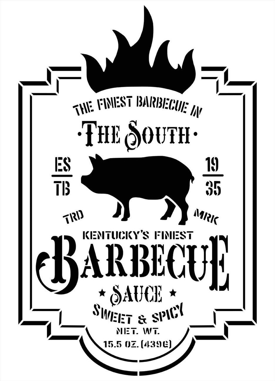 Kentucky Barbecue Sauce Stencil by StudioR12 | DIY Southern BBQ Kitchen Home Decor | Craft & Paint Wood Sign Reusable Mylar Template Classic Vintage Style Gift SELECT SIZE