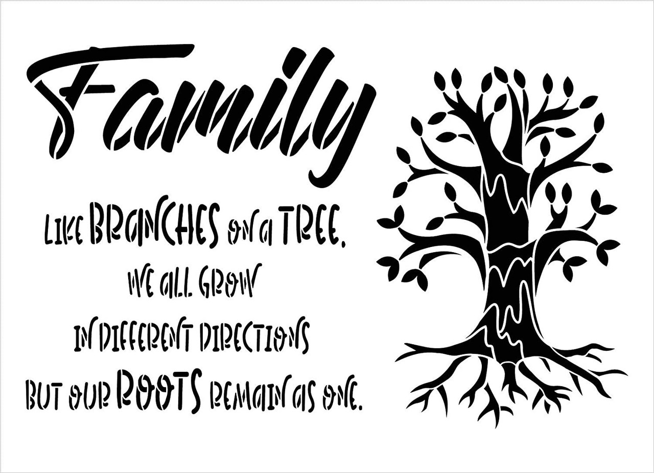 Family Like Branches on a Tree Stencil by StudioR12 | DIY Love & Growth Home Decor | Craft & Paint Wood Sign Reusable Mylar Template | Cursive Script Hope Gift Select Size