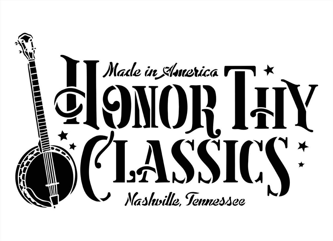 Honor Thy Classics Stencil by StudioR12 | DIY Nashville Tennessee Country Music Home Decor | Craft & Paint Wood Sign Reusable Mylar Template Bluegrass Vintage Select Size