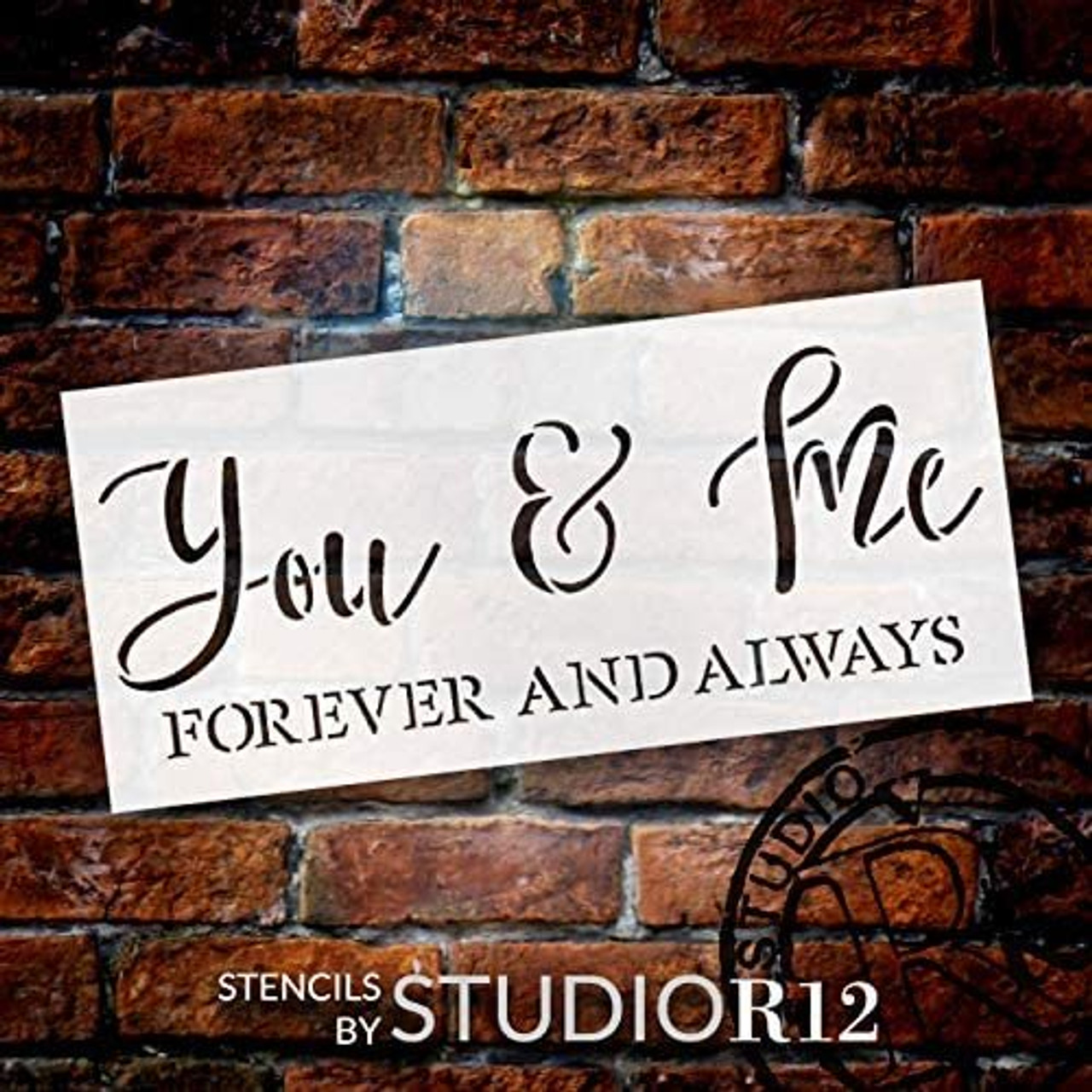 You & Me Forever Always Stencil by StudioR12 | DIY Family Couple Love Home Decor | Craft & Paint Wood Sign | Reusable Mylar Template | Wedding Cursive Script Gift Select Size