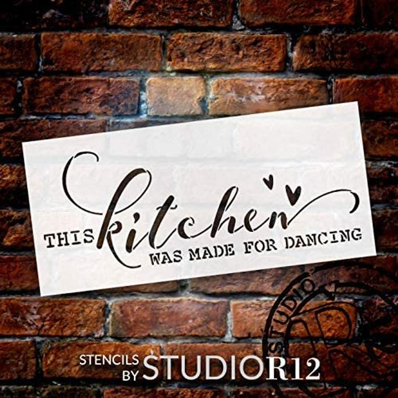 Kitchen Made for Dancing Stencil by StudioR12 | DIY Fun Music Home Decor | Craft & Paint Wood Sign | Reusable Mylar Template | Kitchen Diner Cursive Script Gift | Select Size