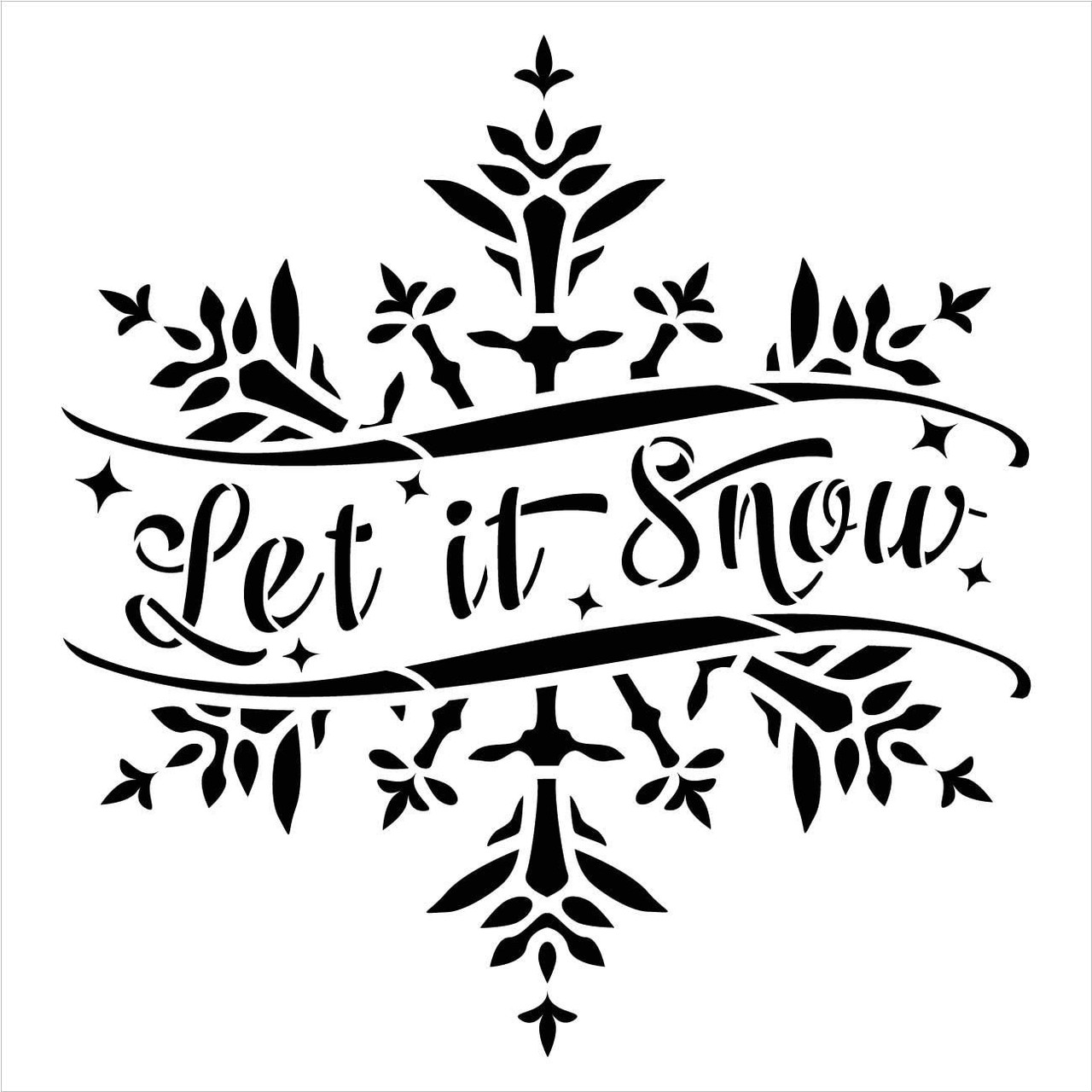 Let it Snow Stencil by StudioR12 | DIY Big Flake Christmas Holiday Home Decor | Craft & Paint Wood Sign | Reusable Mylar Template | Winter Song Cursive Script Gift Select Size