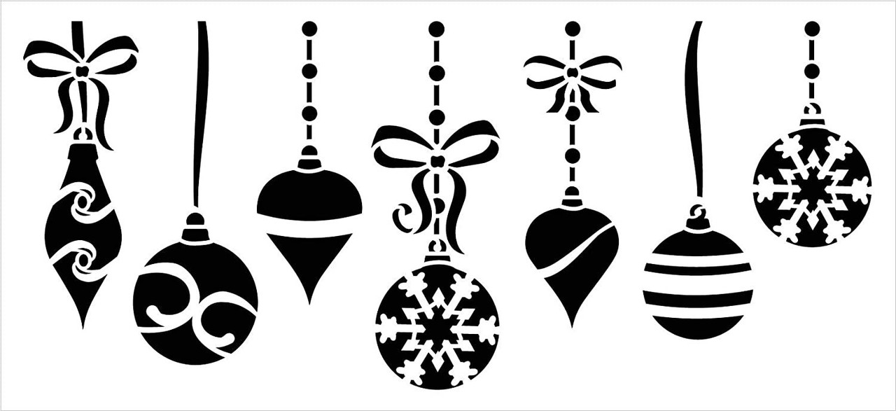 Hanging Christmas Ornament Stencil by StudioR12 | DIY Elegant Winter Holiday Home Decor | Craft & Paint Wood Sign | Reusable Mylar Template | Ribbon Bow Snow Gift Select Size