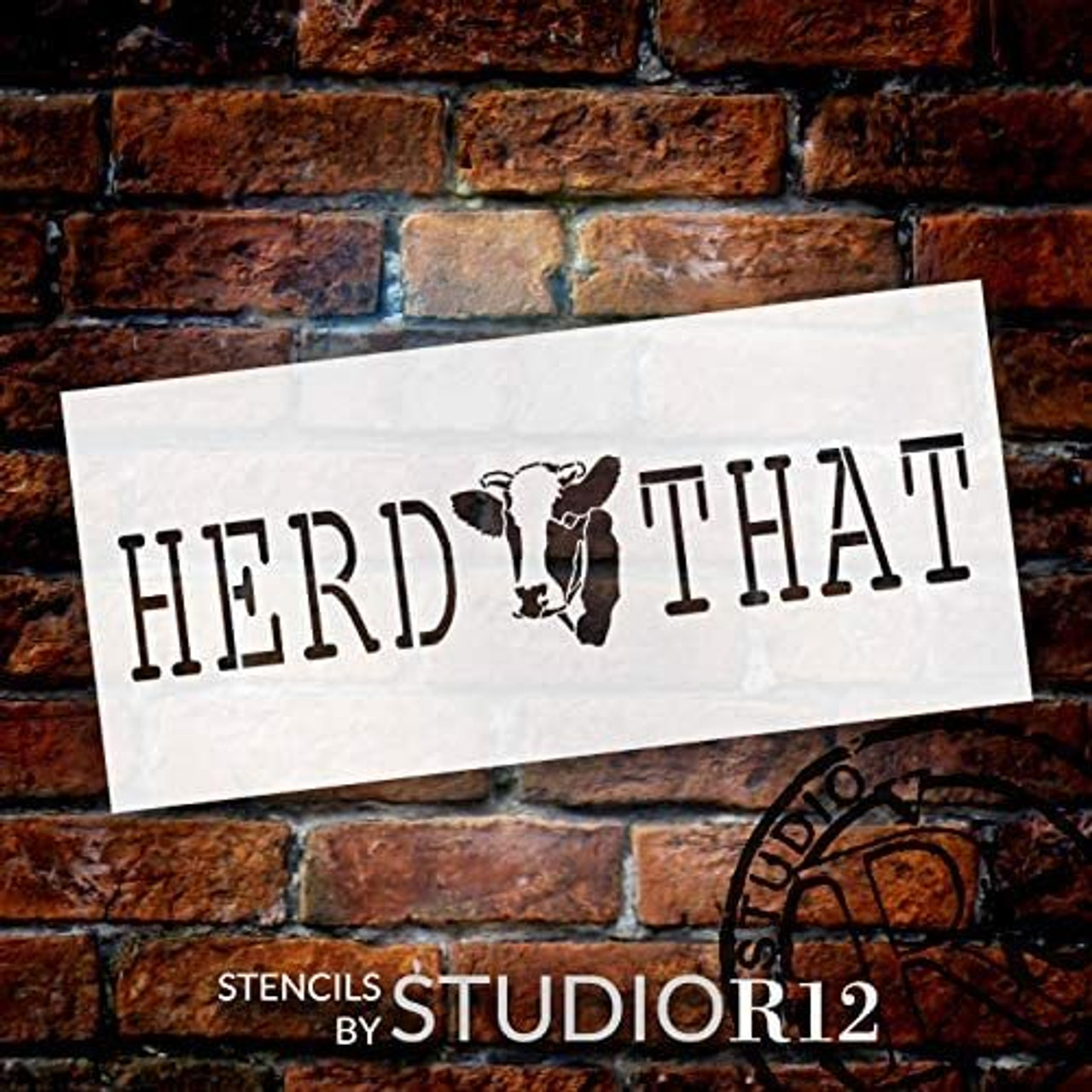 Herd That Stencil by StudioR12 | DIY Funny Cow Farmhouse Home Decor | Craft & Paint Wood Sign | Reusable Mylar Template | Country Heifer Barn Kitchen Gift
