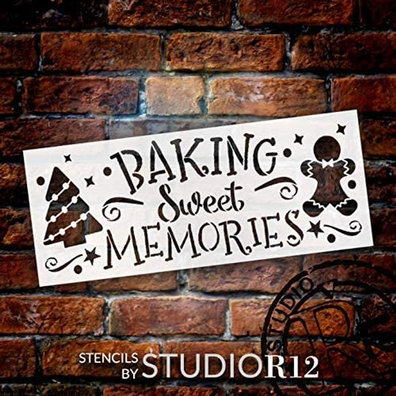 Baking Sweet Memories Stencil by StudioR12 | DIY Christmas Tree Home Decor | Craft & Paint Wood Sign Reusable Mylar Template | Holiday Gingerbread Cookie Gift Select Size