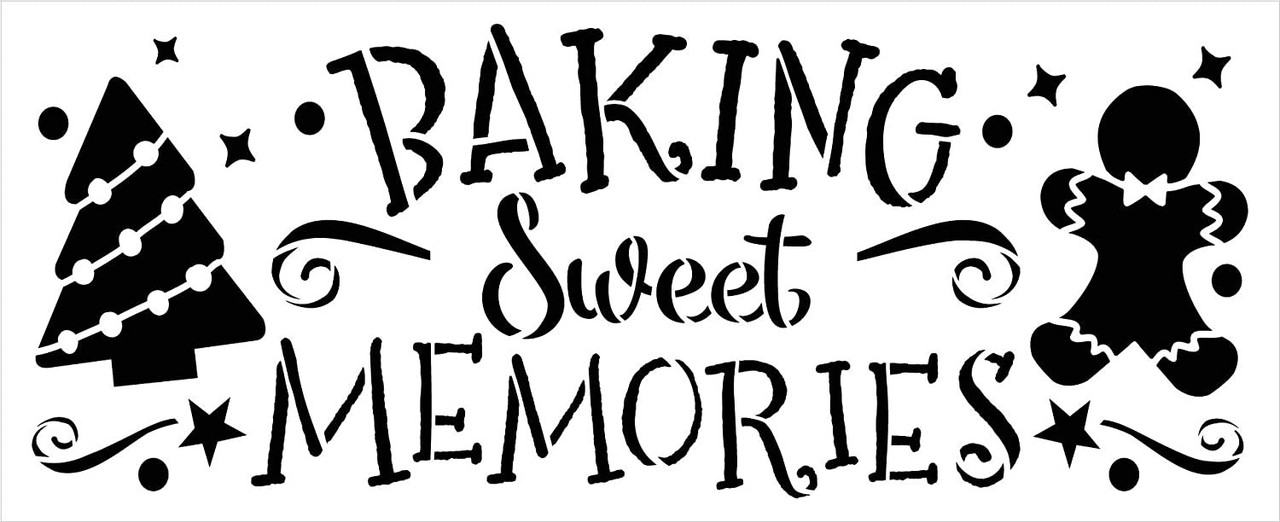 Baking Sweet Memories Stencil by StudioR12 | DIY Christmas Tree Home Decor | Craft & Paint Wood Sign Reusable Mylar Template | Holiday Gingerbread Cookie Gift Select Size