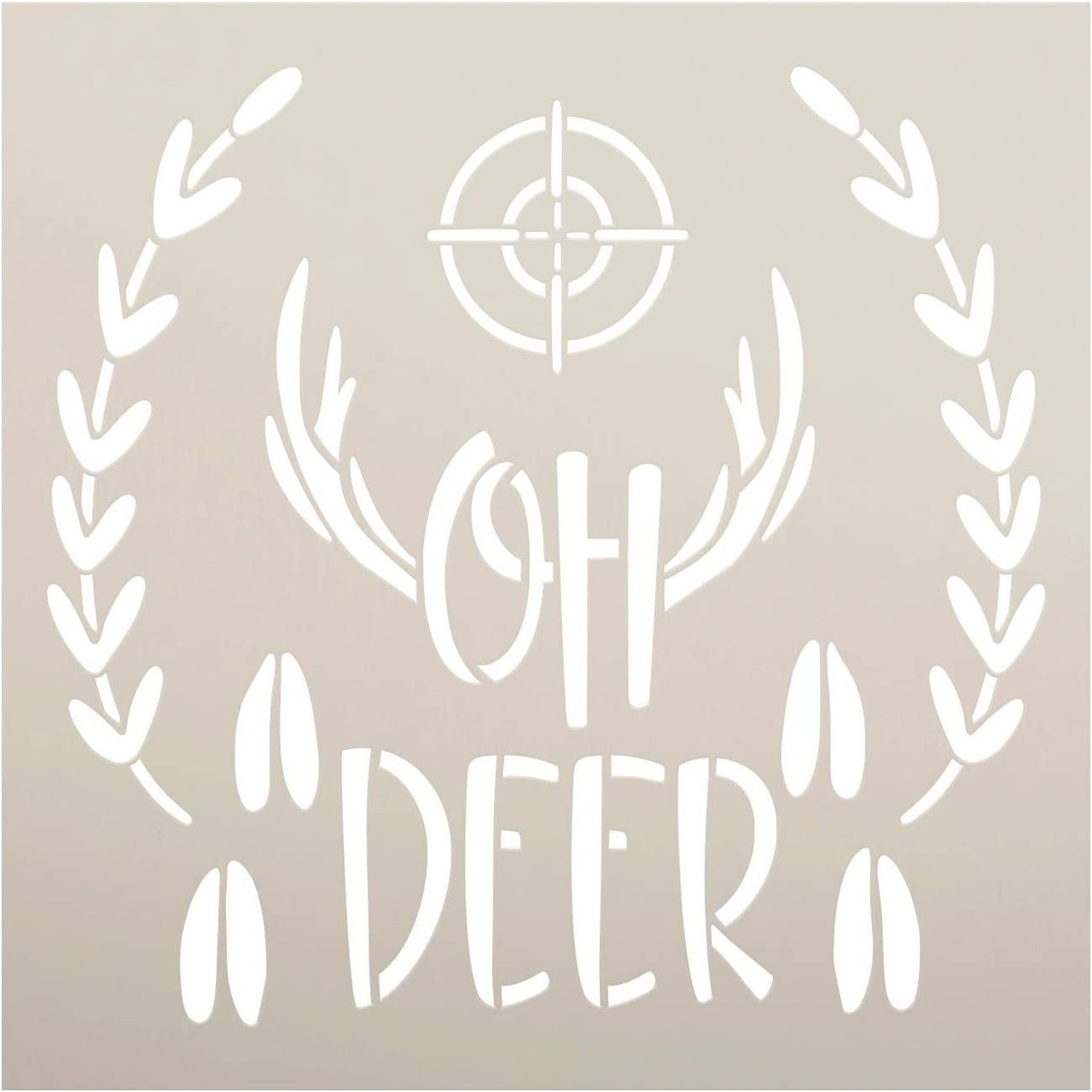 Oh Deer Stencil by StudioR12 | Scope - Antler - Tracks - Laurel | DIY Hunting Home Decor | Craft & Paint Wood Sign | Reusable Mylar Template | Select Size