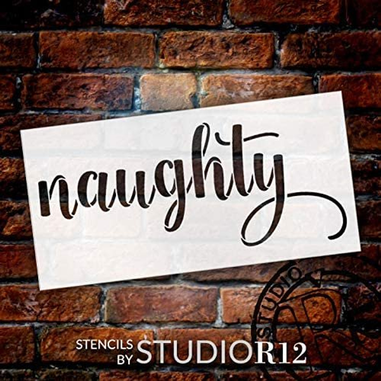 Naughty Word Stencil by StudioR12 | DIY Nice Christmas Santa List Home Decor Gift | Craft & Paint Wood Sign | Reusable Mylar Template | Select Size