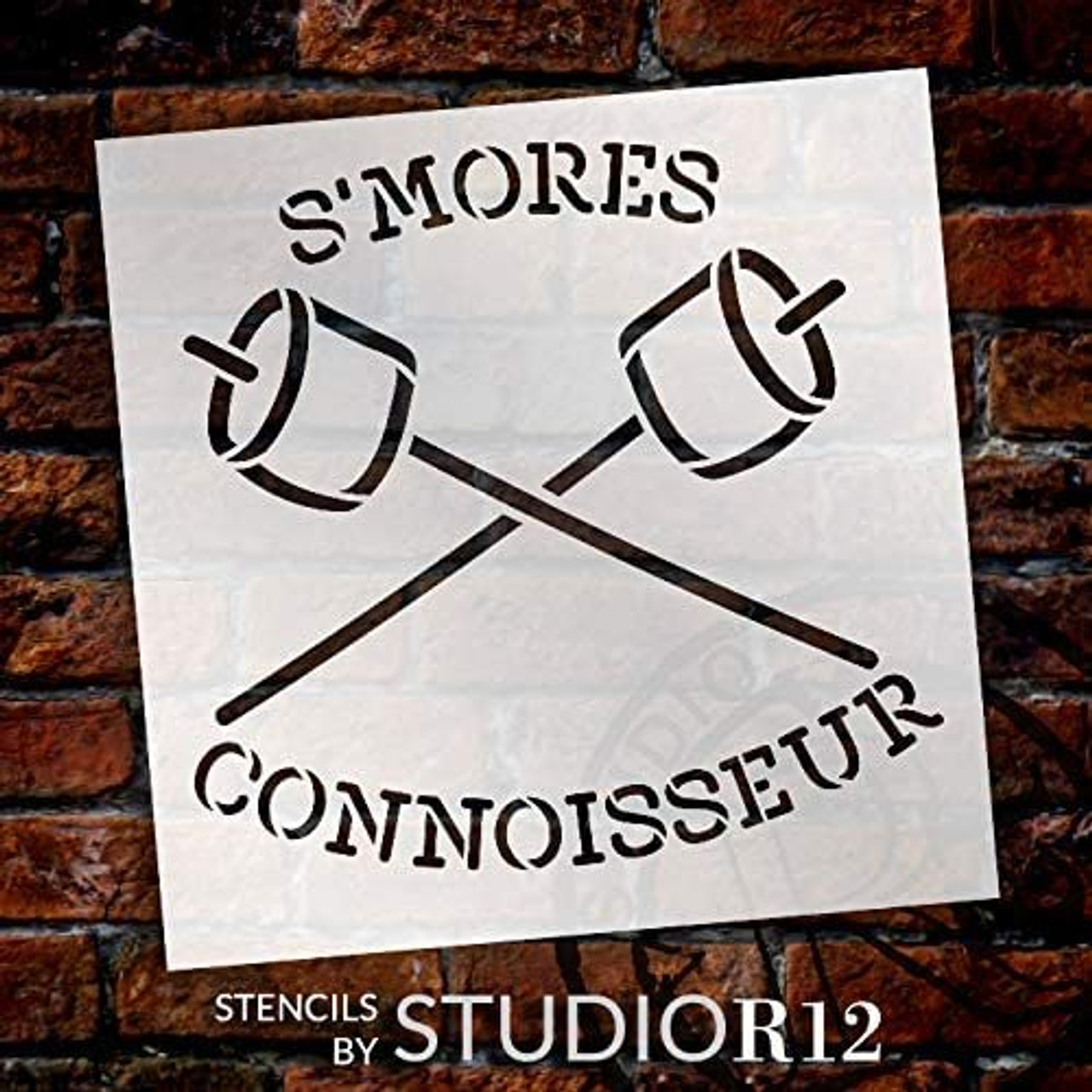 Smores Connoisseur Stencil by StudioR12 | DIY Camping Marshmallow Home Decor Gift | Craft & Paint Wood Sign | Reusable Mylar Template | Select Size