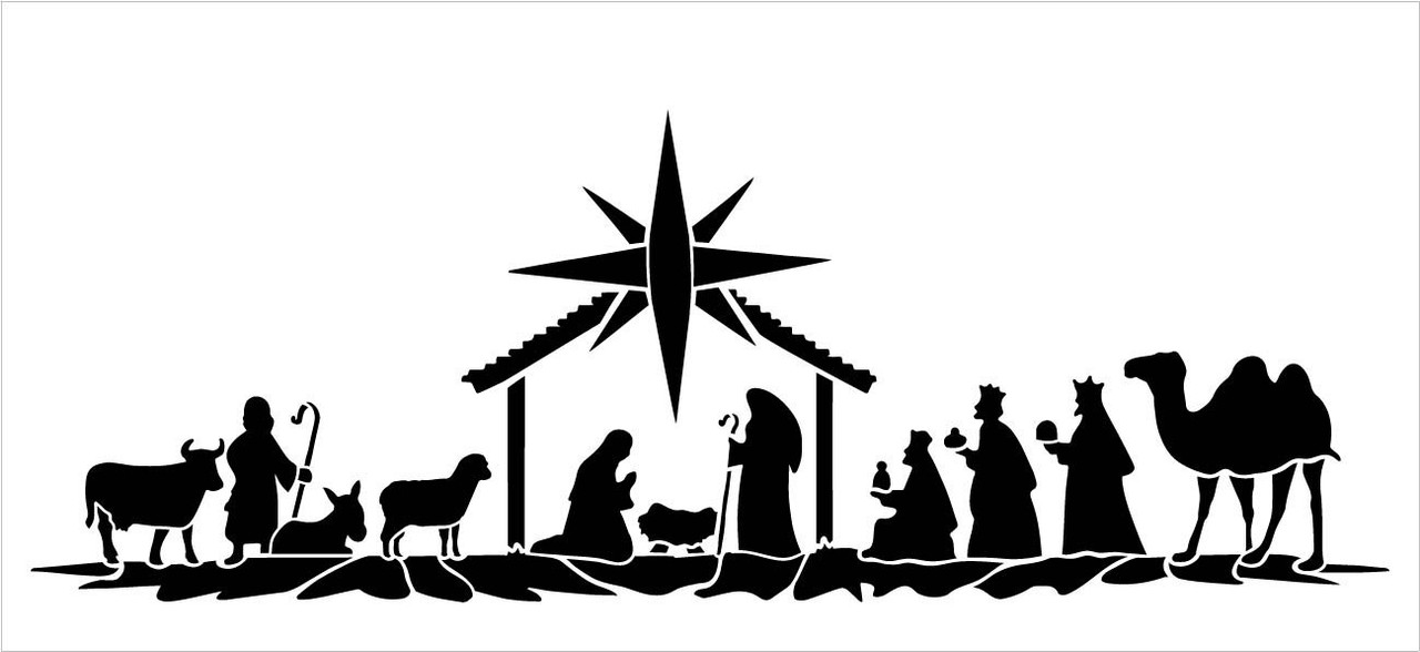 Nativity Christmas Scene Stencil by StudioR12 | DIY Bethlehem Wise Men Home Decor Gift | Craft & Paint Wood Sign Reusable Mylar Template | Select Size