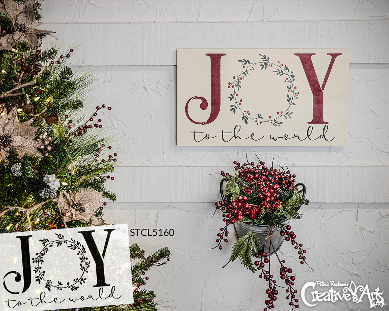 Joy to The World Stencil by StudioR12 | DIY Christmas Mistletoe Wreath Home Decor Gift | Craft & Paint Wood Sign Reusable Mylar Template | Select Size