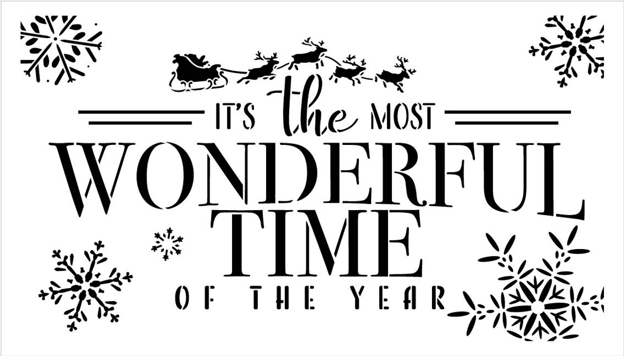 Most Wonderful Time of Year Stencil by StudioR12 | DIY Winter Snow Christmas Home Decor | Craft & Paint Wood Sign Reusable Mylar Template Select Size