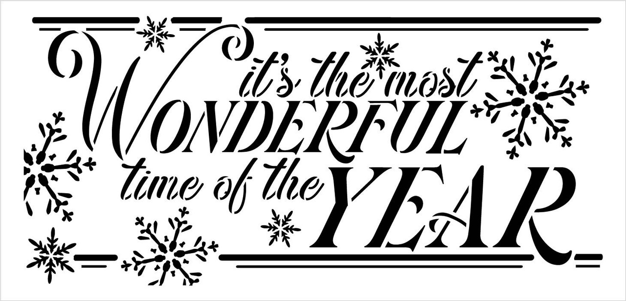 Most Wonderful Time Stencil by StudioR12 | DIY Christmas Holiday Snowflake Home Decor | Craft & Paint Wood Sign Reusable Mylar Template | Select Size