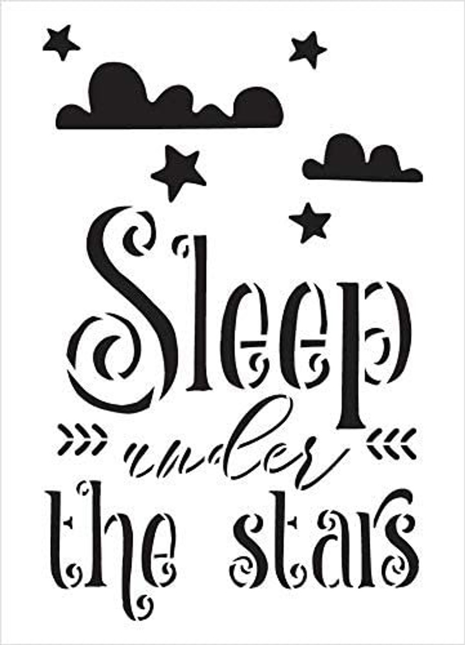 Sleep Under The Stars Stencil by StudioR12 | DIY Camp & Adventure Home Decor | Craft & Paint Wood Signs for Bedroom | Select Size