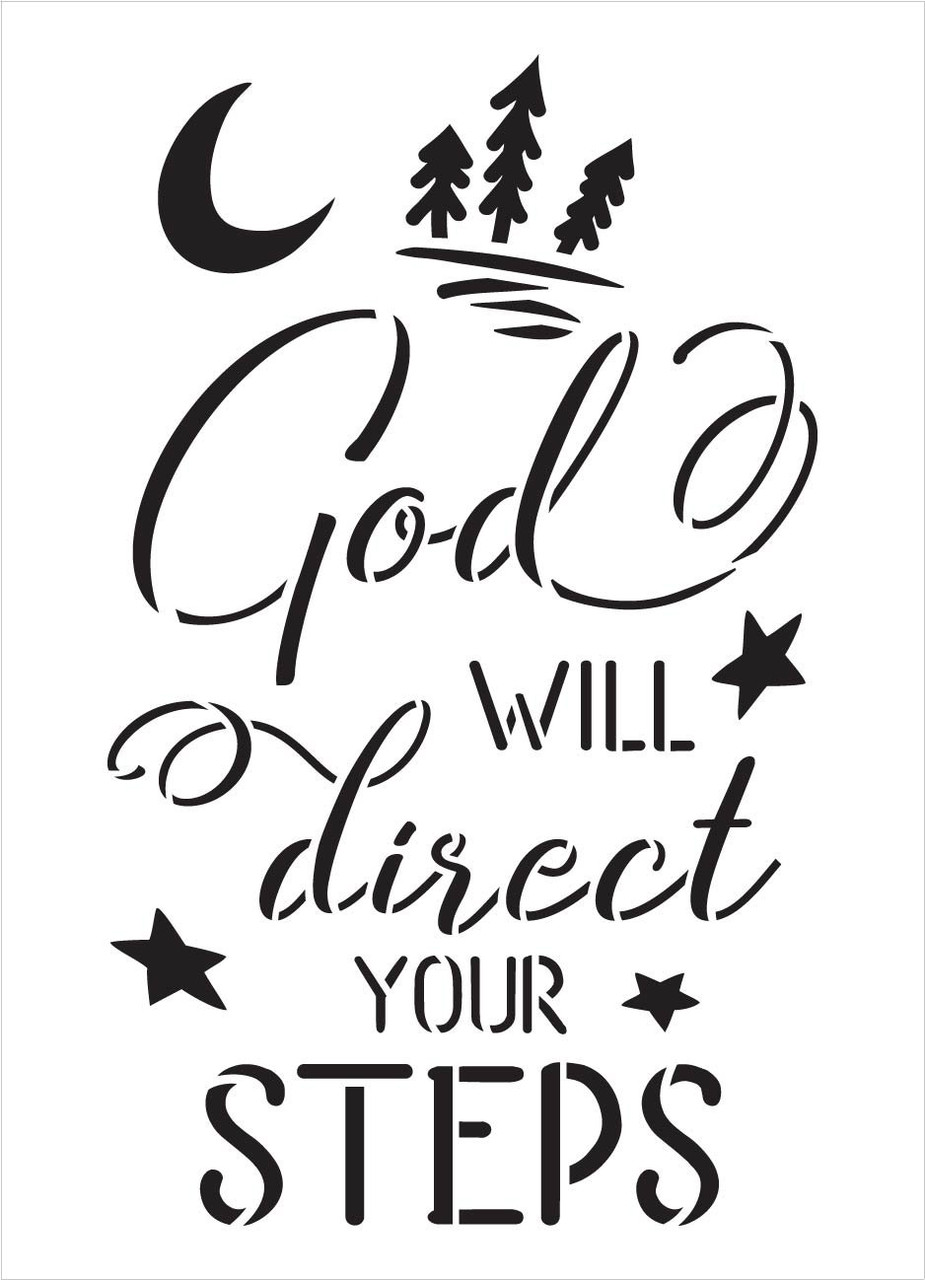 God Will Direct Your Steps Stencil by StudioR12 | DIY Faith Inspirational Home Decor | Craft & Paint Wood Signs | Select Size