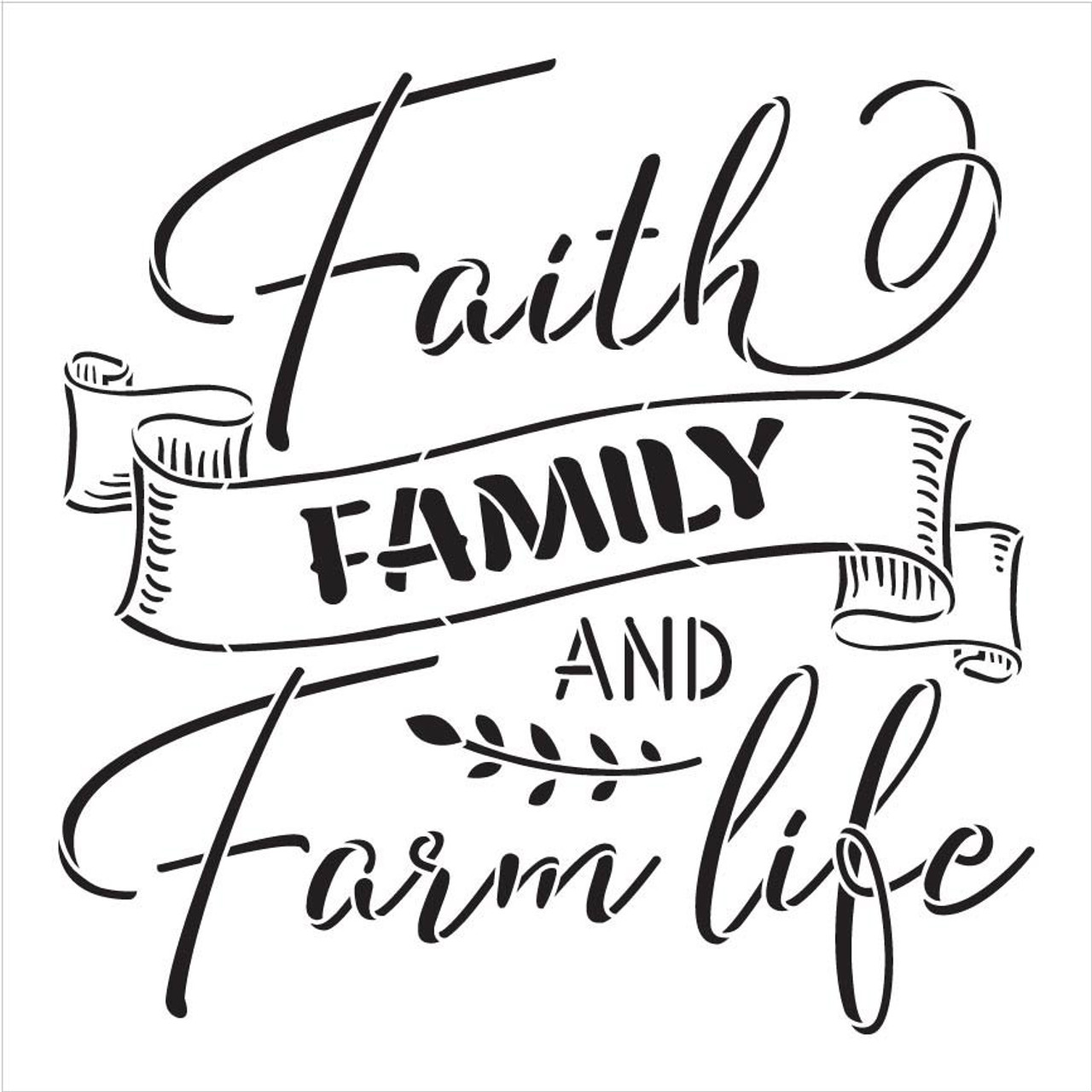 Faith, Family, and Farm Life Stencil by StudioR12 | DIY Country Farmhouse Home Decor | Craft & Paint Rustic Wood Signs | Select Size