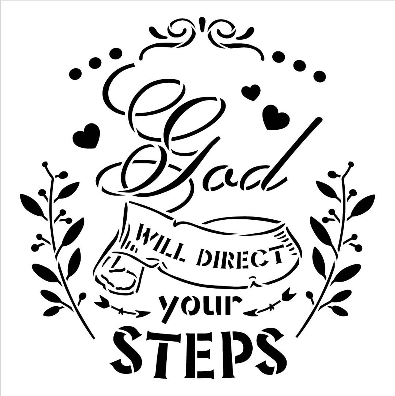 God Will Direct Your Steps Stencil by StudioR12 | DIY Inspirational Faith Home Decor | Craft & Paint Farmhouse Wood Sign | Select Size