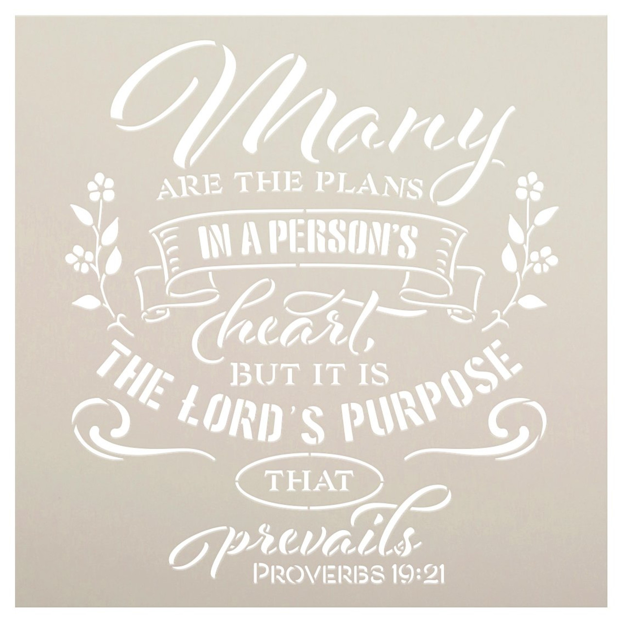 The Lord's Purpose Prevails Stencil by StudioR12 | Proverbs 19:21 Bible Verse | DIY Inspirational Faith Farmhouse Home Decor | Select Size